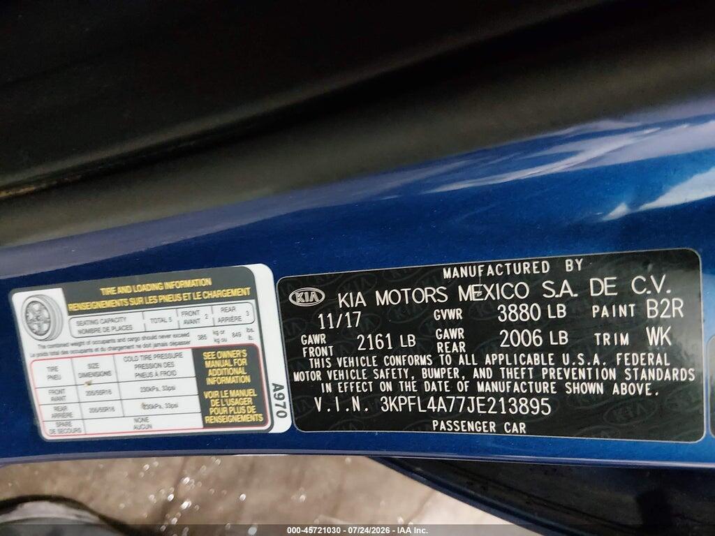 3KPFL4A77JE213895 2018 KIA FORTE photo no. 9