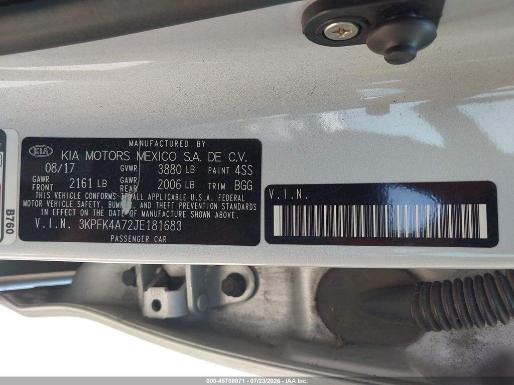 3KPFK4A72JE181683 2018 KIA FORTE photo no. 9