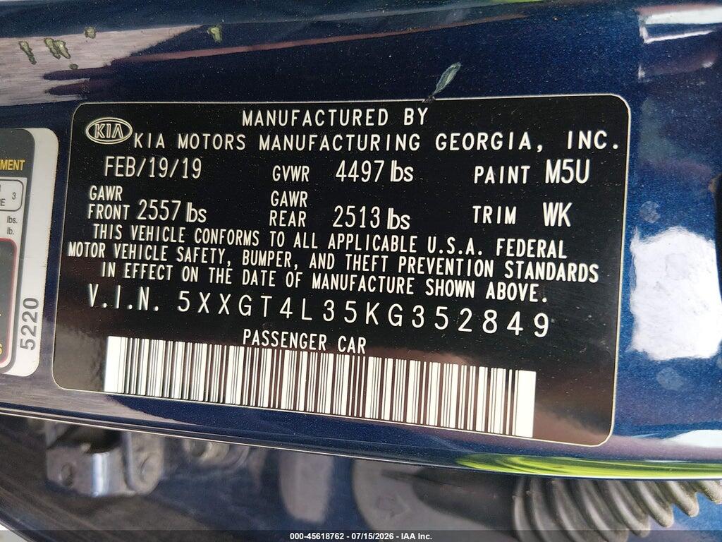 5XXGT4L35KG352849 2019 KIA OPTIMA photo no. 9