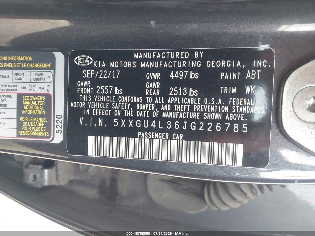 5XXGU4L36JG226785 2018 KIA OPTIMA photo no. 9