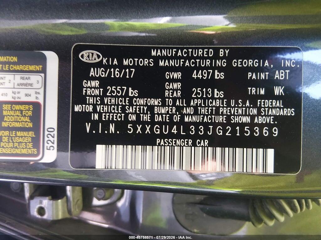5XXGU4L33JG215369 2018 KIA OPTIMA photo no. 9