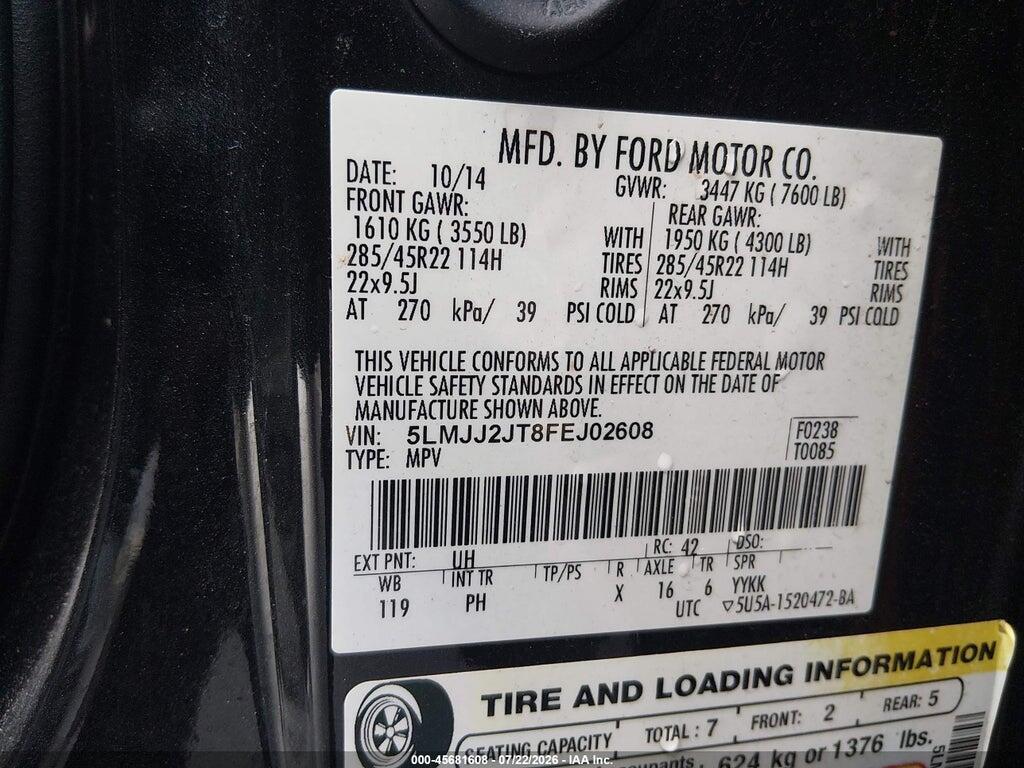 5LMJJ2JT8FEJ02608 2015 LINCOLN NAVIGATOR photo no. 9