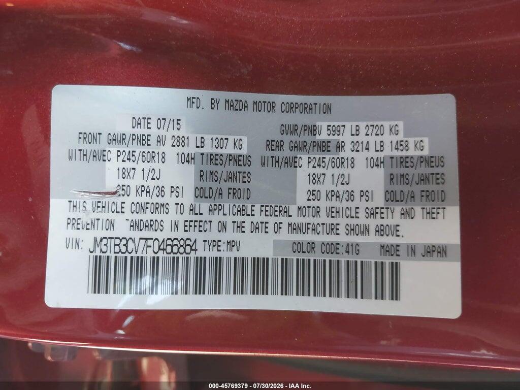 JM3TB3CV7F0466864 2015 MAZDA CX-9 photo no. 9