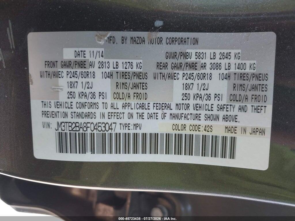 JM3TB2BA8F0453047 2015 MAZDA CX-9 photo no. 9