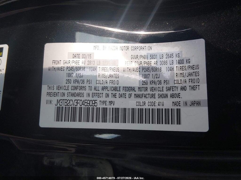 JM3TB2CV3F0459095 2015 MAZDA CX-9 photo no. 9