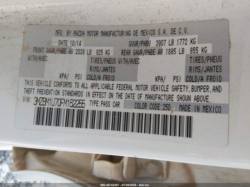 3MZBM1U70FM162255 2015 MAZDA MAZDA3 photo no. 9