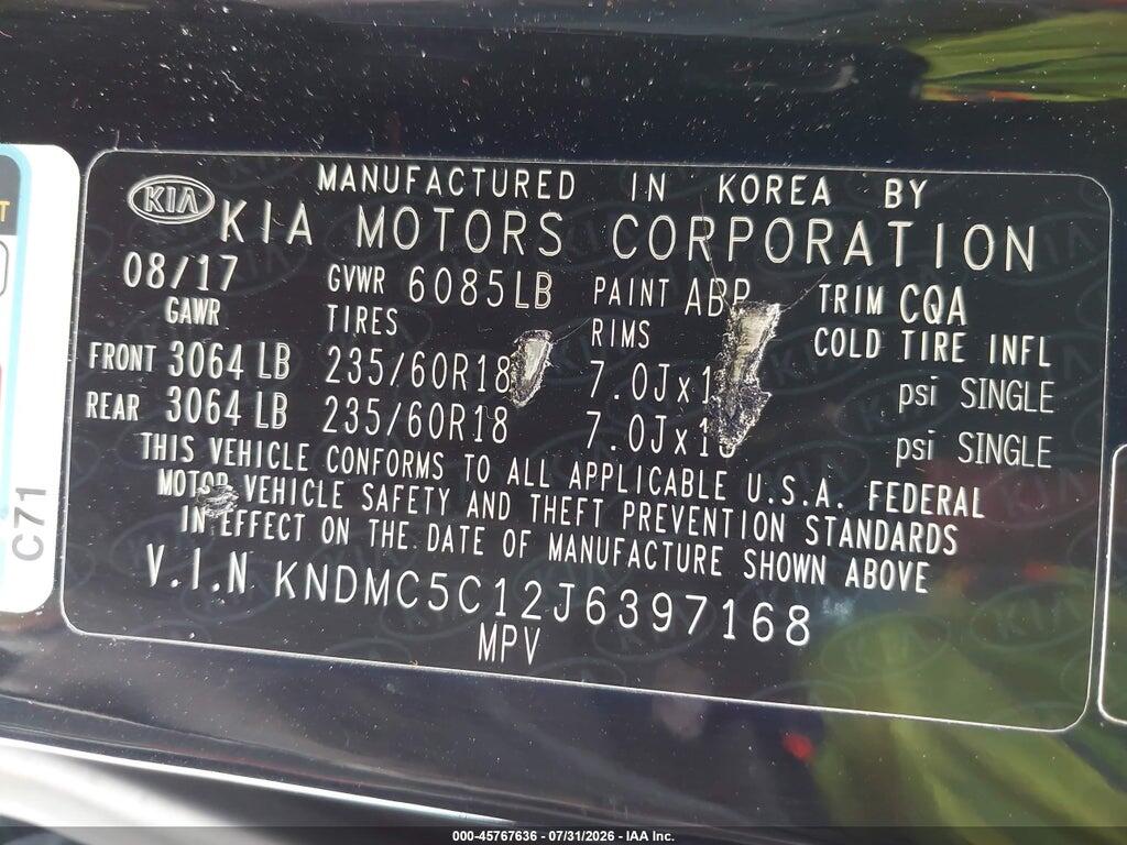 KNDMC5C12J6397168 2018 KIA SEDONA photo no. 9