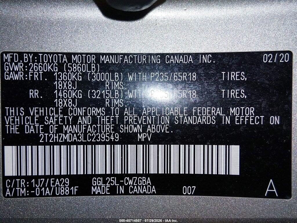 2T2HZMDA3LC239549 2020 LEXUS RX 350 photo no. 9