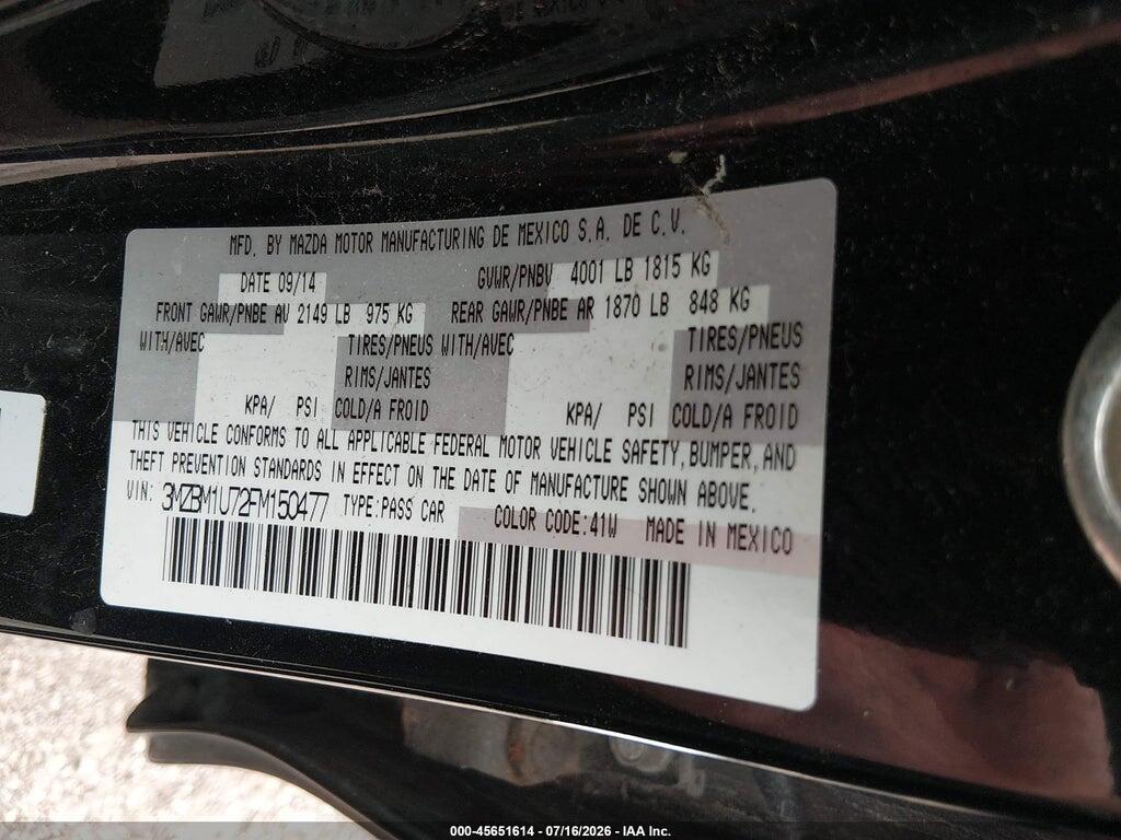 3MZBM1U72FM150477 2015 MAZDA MAZDA3 photo no. 9
