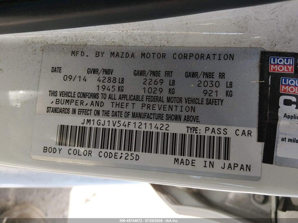 JM1GJ1V54F1211422 2015 MAZDA MAZDA6 photo no. 9