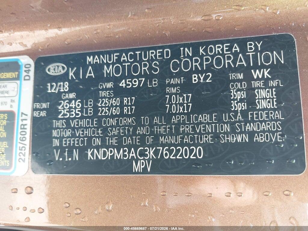 KNDPM3AC3K7622020 2019 KIA SPORTAGE photo no. 9