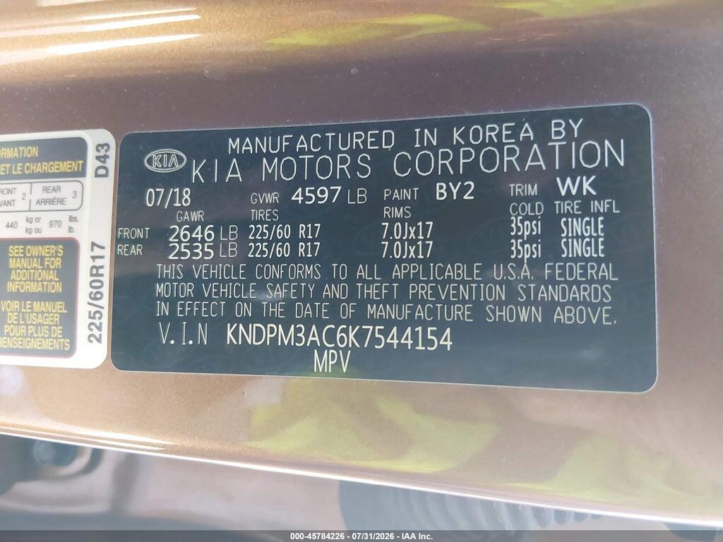 KNDPM3AC6K7544154 2019 KIA SPORTAGE photo no. 9