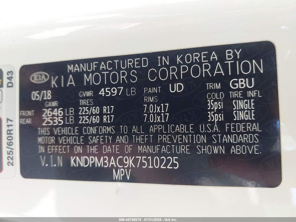 KNDPM3AC9K7510225 2019 KIA SPORTAGE photo no. 9