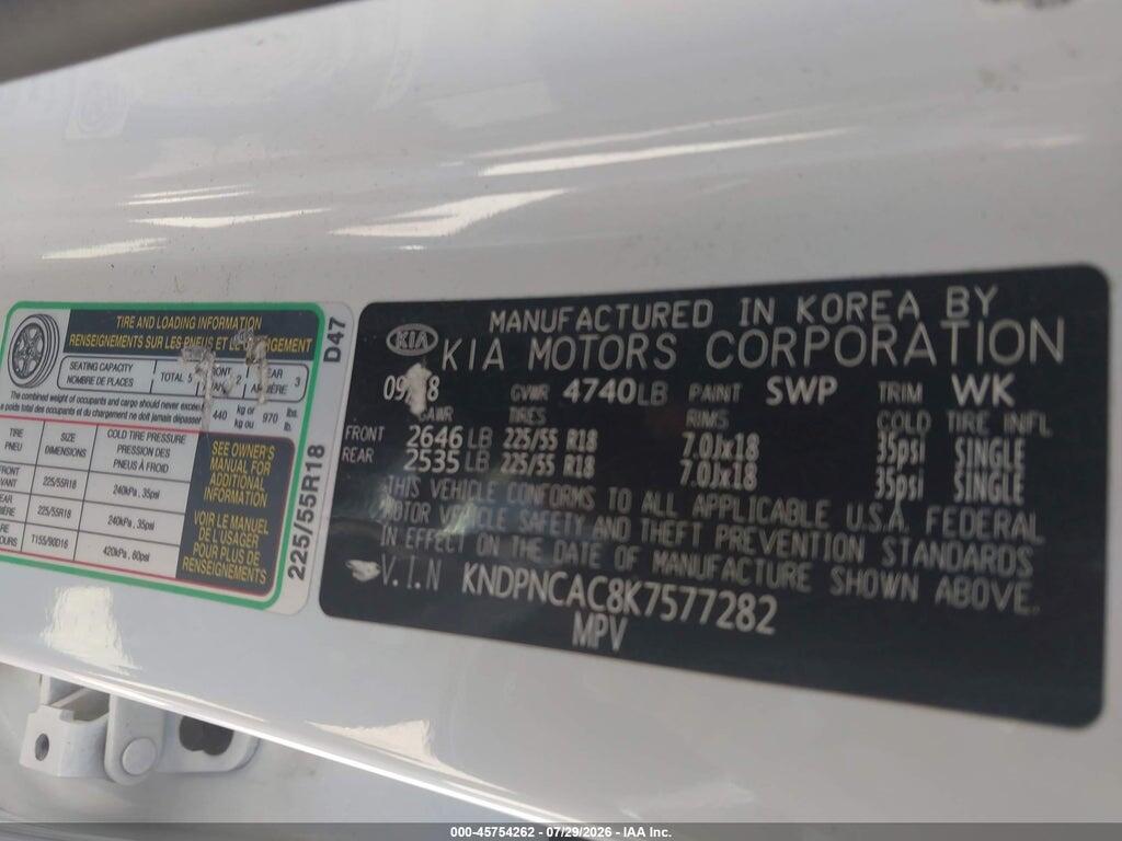 KNDPNCAC8K7577282 2019 KIA SPORTAGE photo no. 9