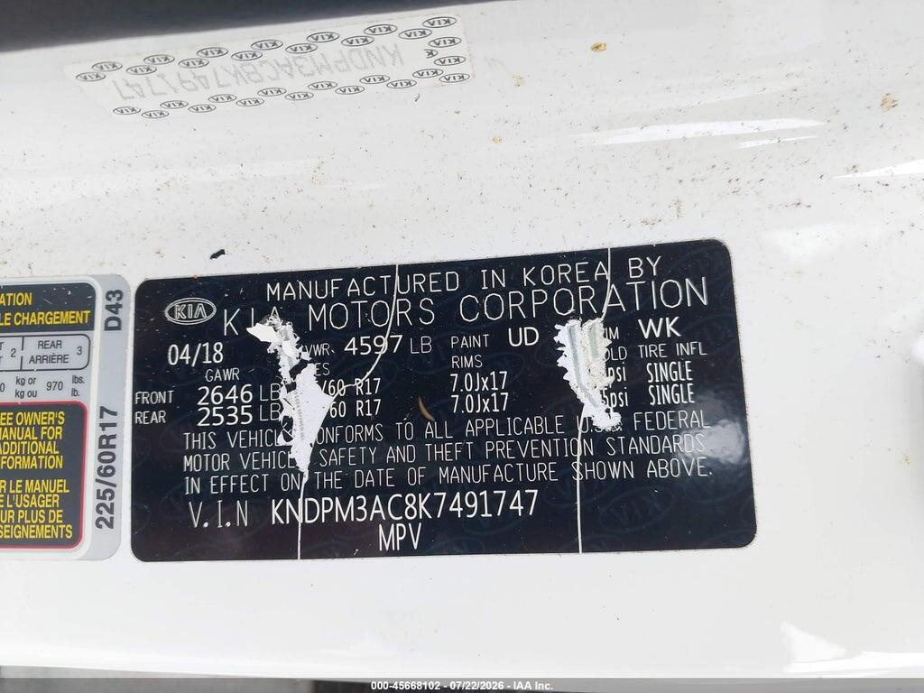 KNDPM3AC8K7491747 2019 KIA SPORTAGE photo no. 9