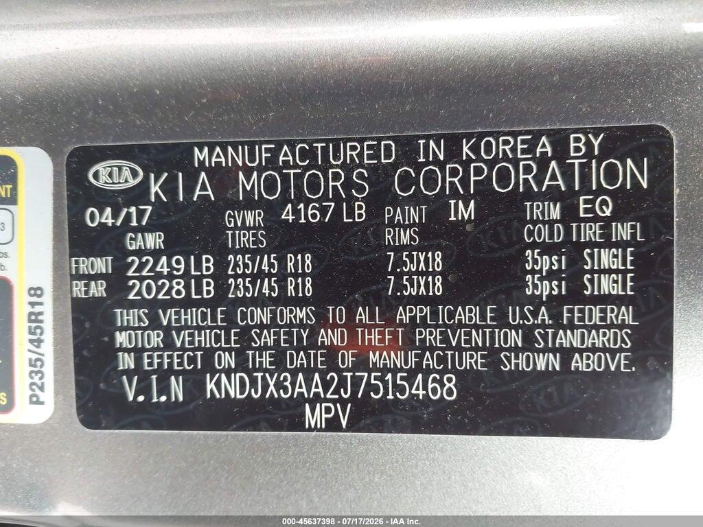 KNDJX3AA2J7515468 2018 KIA SOUL photo no. 9