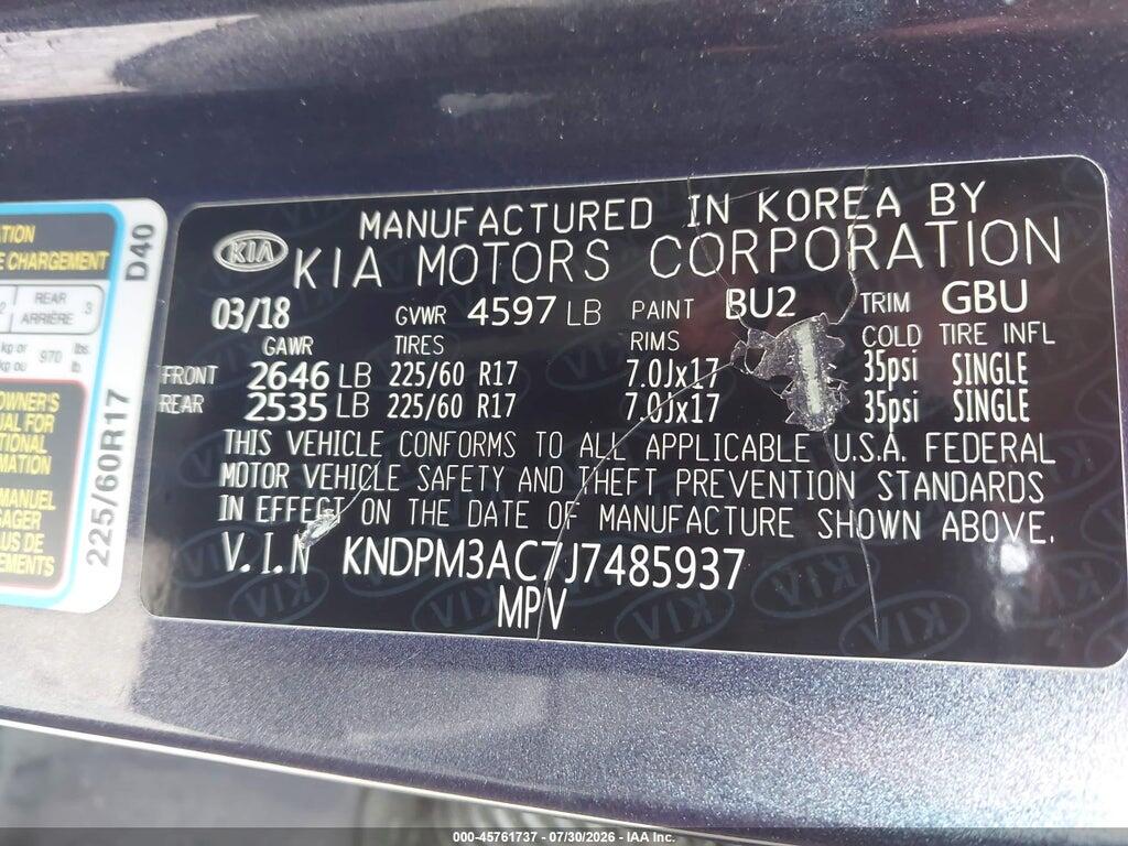 KNDPM3AC7J7485937 2018 KIA SPORTAGE photo no. 9