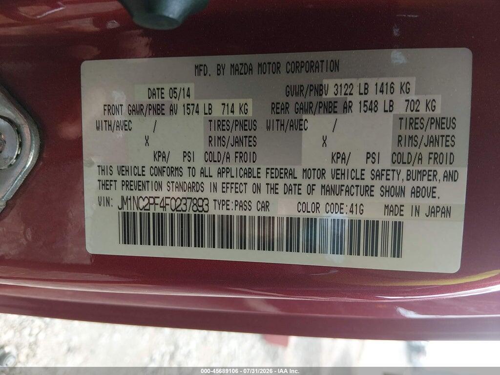 JM1NC2PF4F0237893 2015 MAZDA MX-5 MIATA photo no. 9