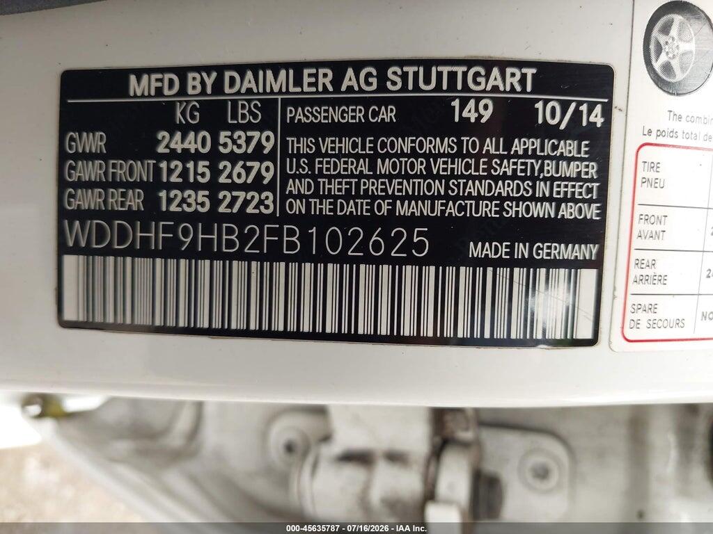 WDDHF9HB2FB102625 2015 MERCEDES-BENZ E 250 BLUETEC photo no. 9