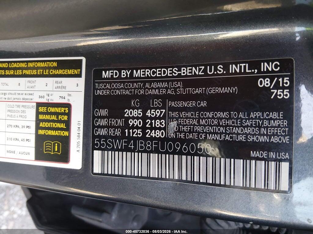 55SWF4JB8FU096050 2015 MERCEDES-BENZ C 300 photo no. 9