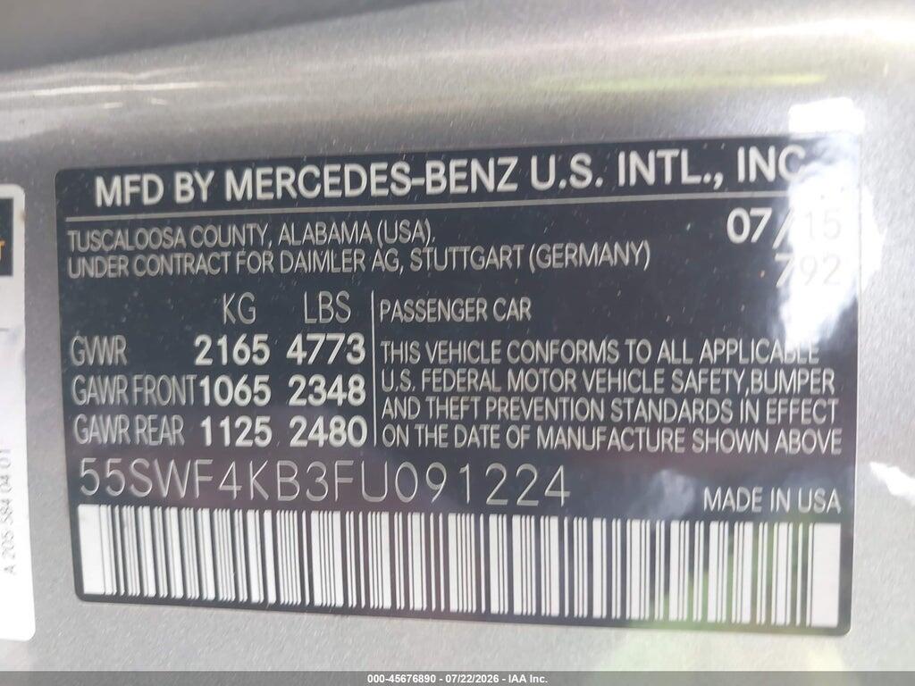 55SWF4KB3FU091224 2015 MERCEDES-BENZ C 300 photo no. 9