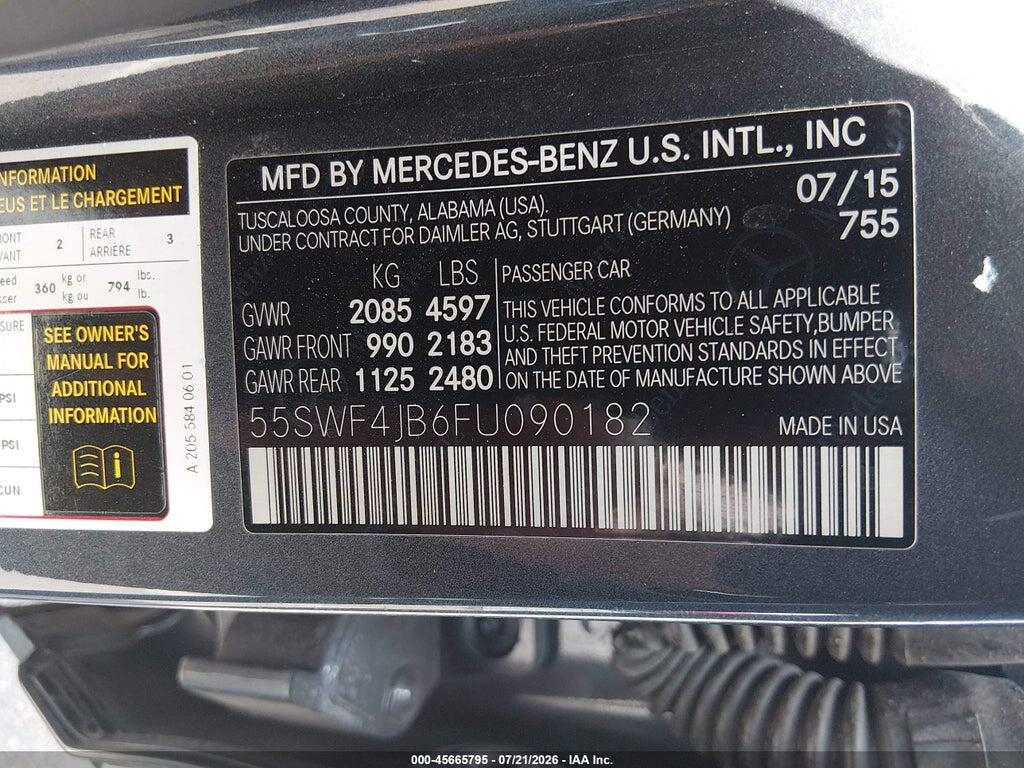 55SWF4JB6FU090182 2015 MERCEDES-BENZ C 300 photo no. 9