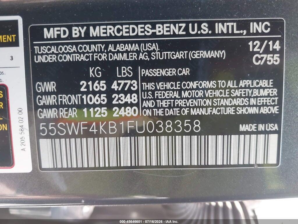55SWF4KB1FU038358 2015 MERCEDES-BENZ C 300 photo no. 9