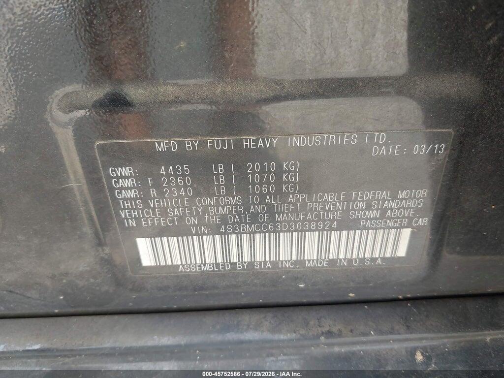 4S3BMCC63D3038924 2013 SUBARU LEGACY photo no. 9