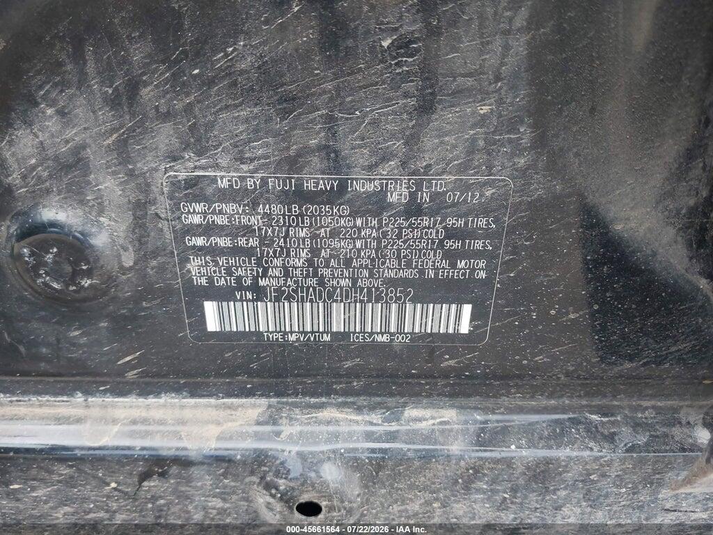 JF2SHADC4DH413852 2013 SUBARU FORESTER photo no. 9