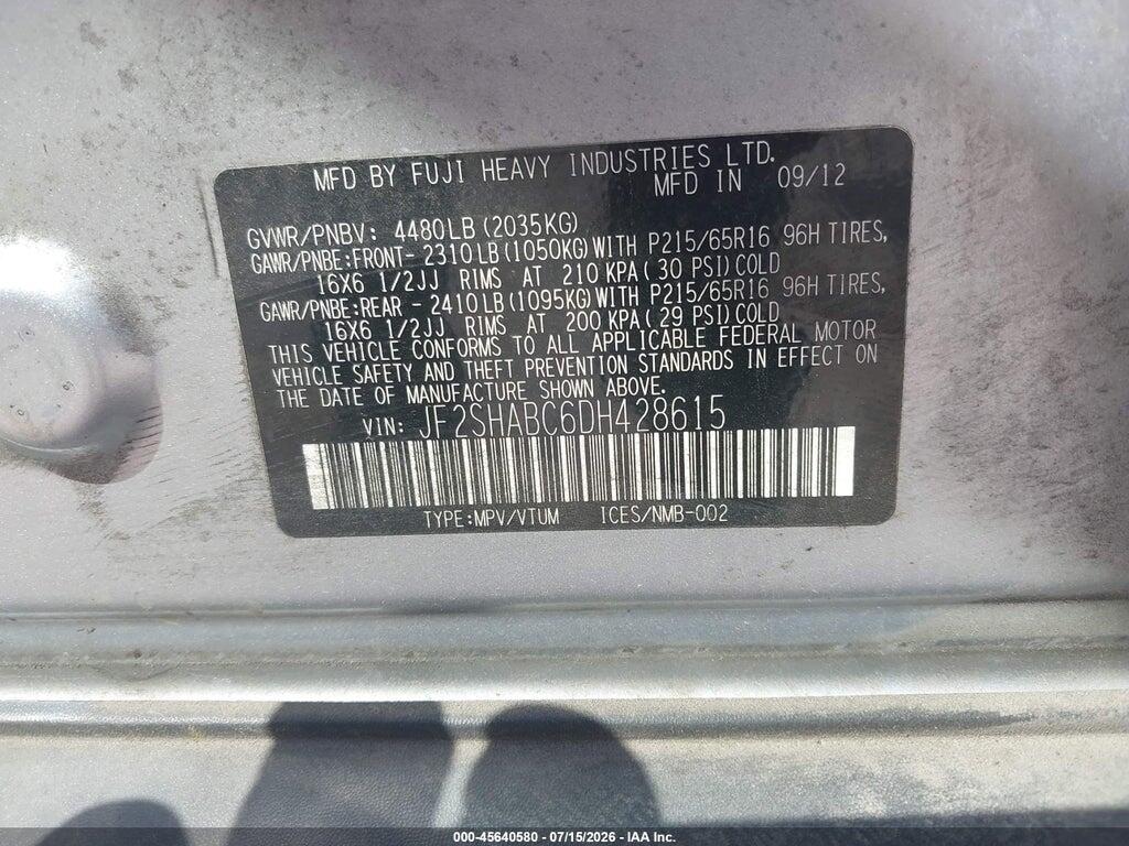 JF2SHABC6DH428615 2013 SUBARU FORESTER photo no. 9