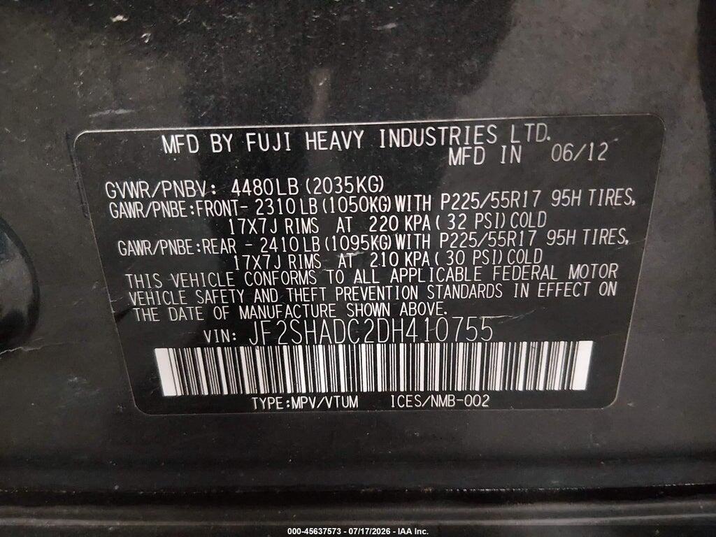 JF2SHADC2DH410755 2013 SUBARU FORESTER photo no. 9