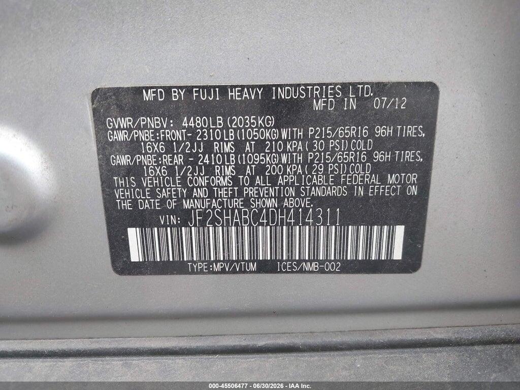 JF2SHABC4DH414311 2013 SUBARU FORESTER photo no. 9
