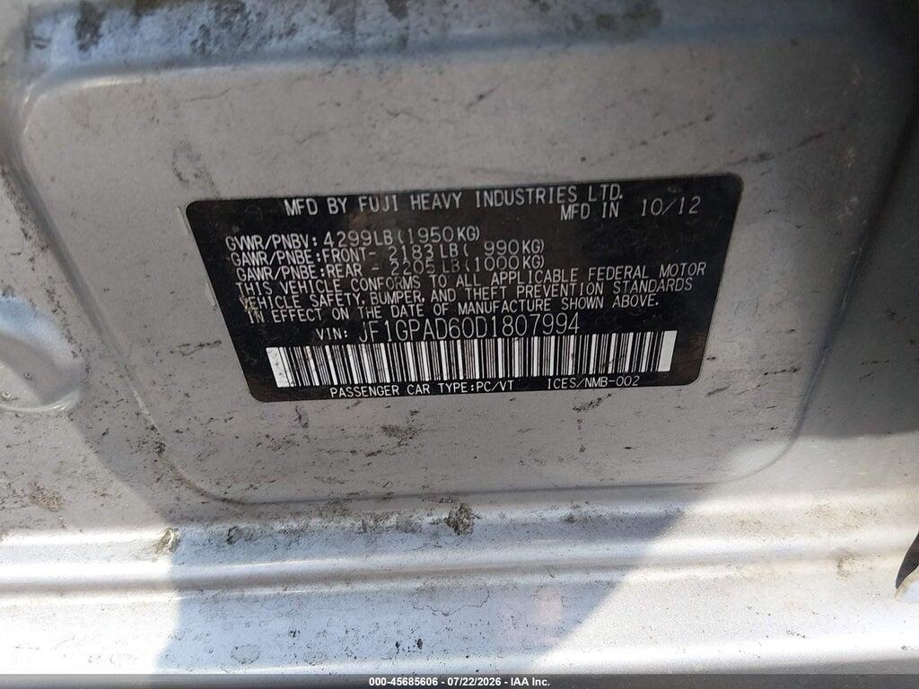 JF1GPAD60D1807994 2013 SUBARU IMPREZA photo no. 9