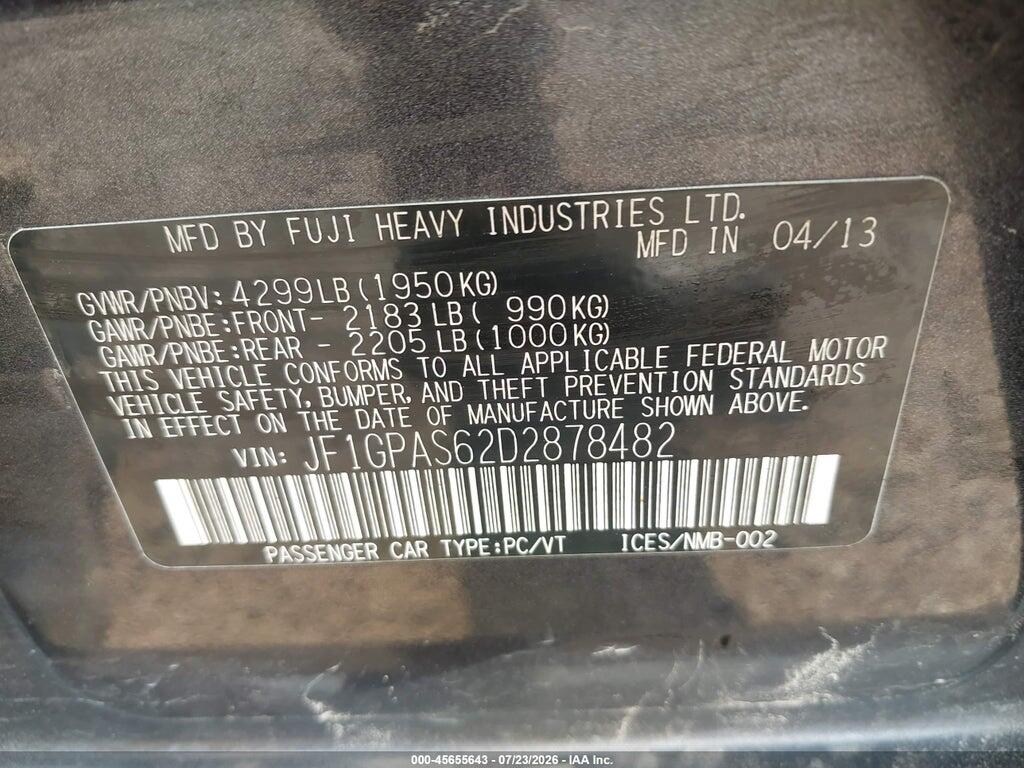 JF1GPAS62D2878482 2013 SUBARU IMPREZA photo no. 9