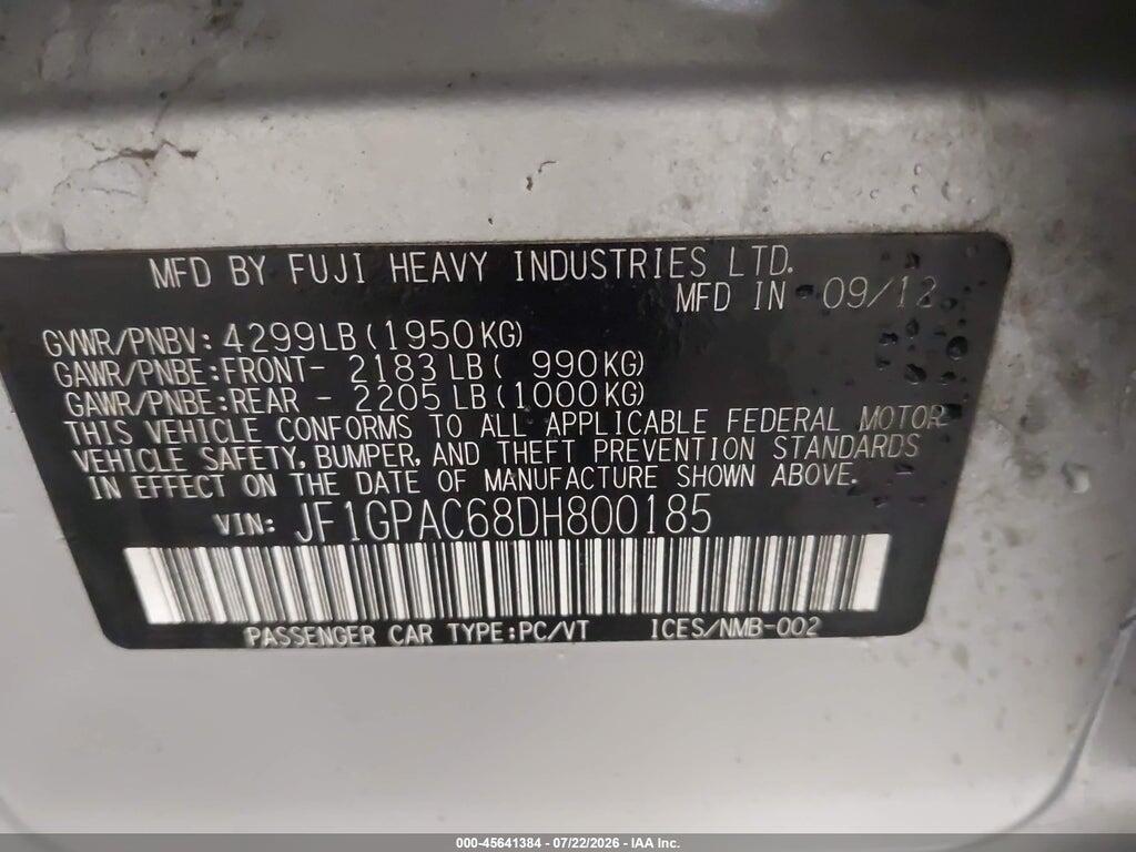 JF1GPAC68DH800185 2013 SUBARU IMPREZA photo no. 9