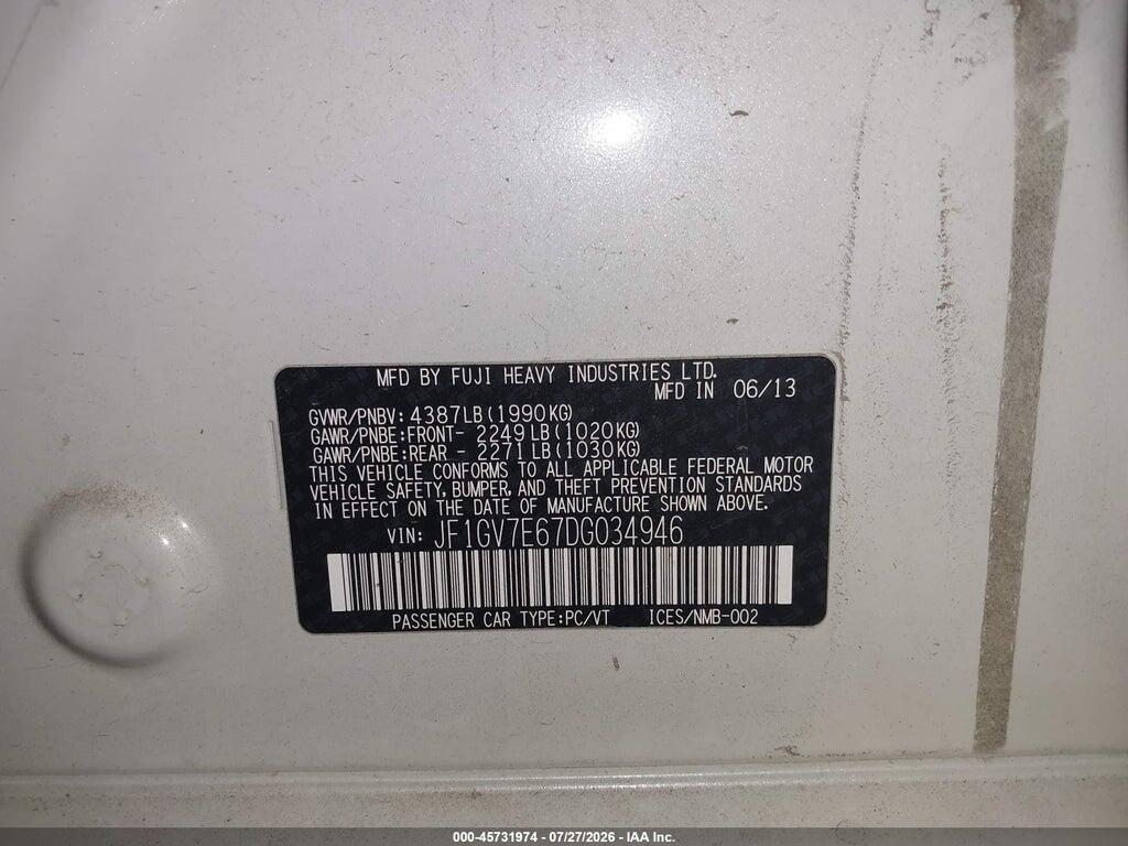 JF1GV7E67DG034946 2013 SUBARU IMPREZA WRX photo no. 9