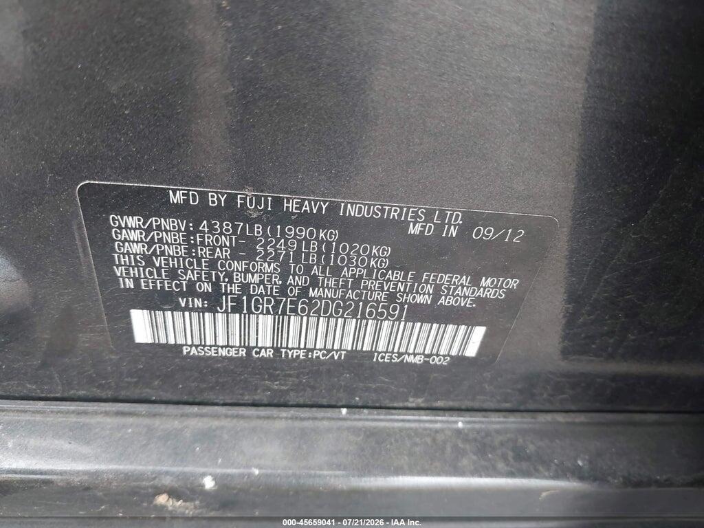 JF1GR7E62DG216591 2013 SUBARU IMPREZA WRX photo no. 9