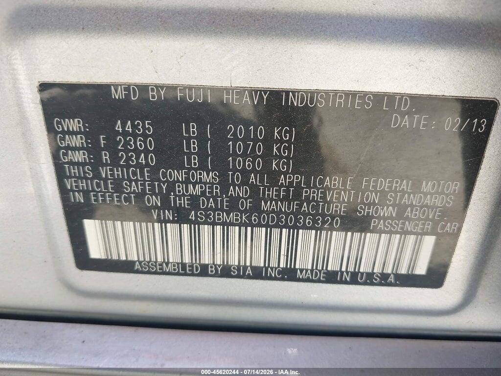4S3BMBK60D3036320 2013 SUBARU LEGACY photo no. 9