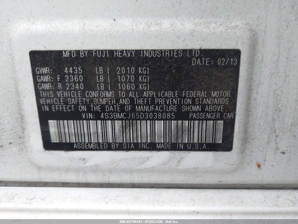 4S3BMCJ65D3038085 2013 SUBARU LEGACY photo no. 9