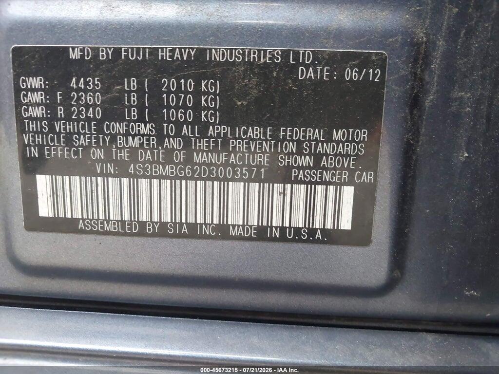 4S3BMBG62D3003571 2013 SUBARU LEGACY photo no. 9