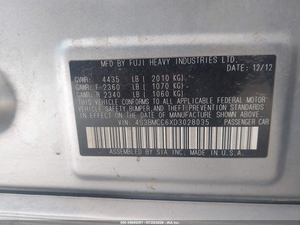 4S3BMCC6XD3028035 2013 SUBARU LEGACY photo no. 9