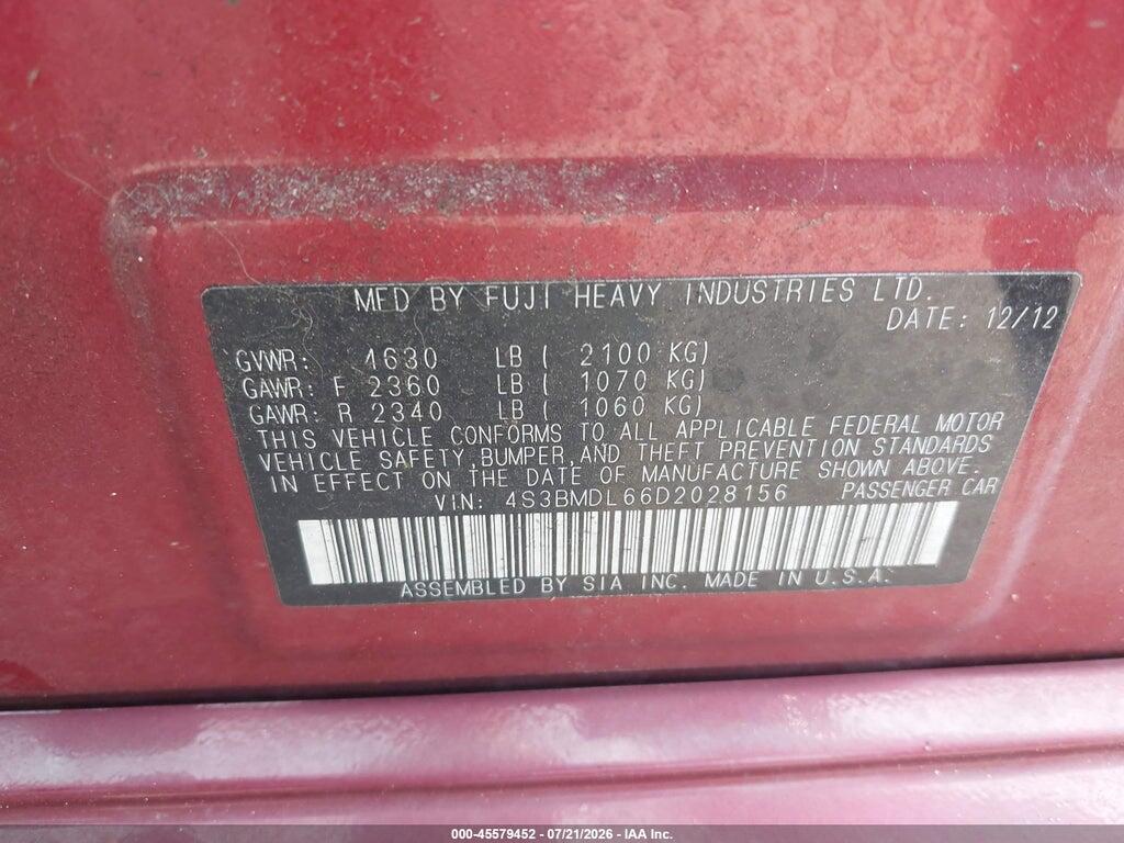 4S3BMDL66D2028156 2013 SUBARU LEGACY photo no. 9
