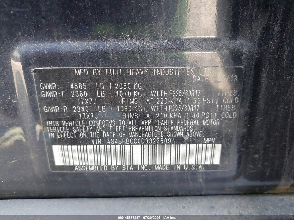 4S4BRBCC0D3323609 2013 SUBARU OUTBACK photo no. 9