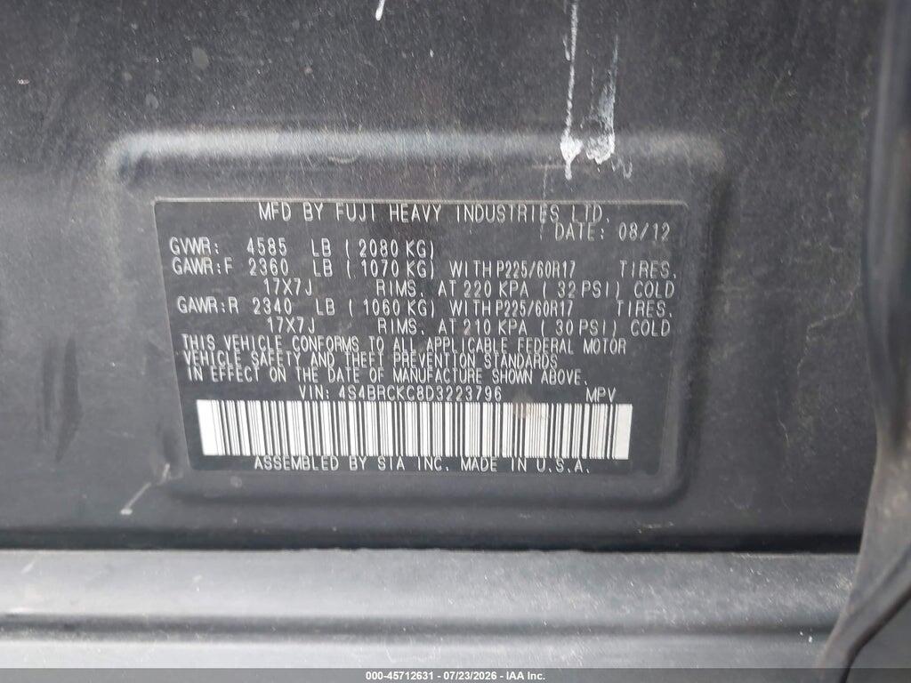 4S4BRCKC8D3223796 2013 SUBARU OUTBACK photo no. 9