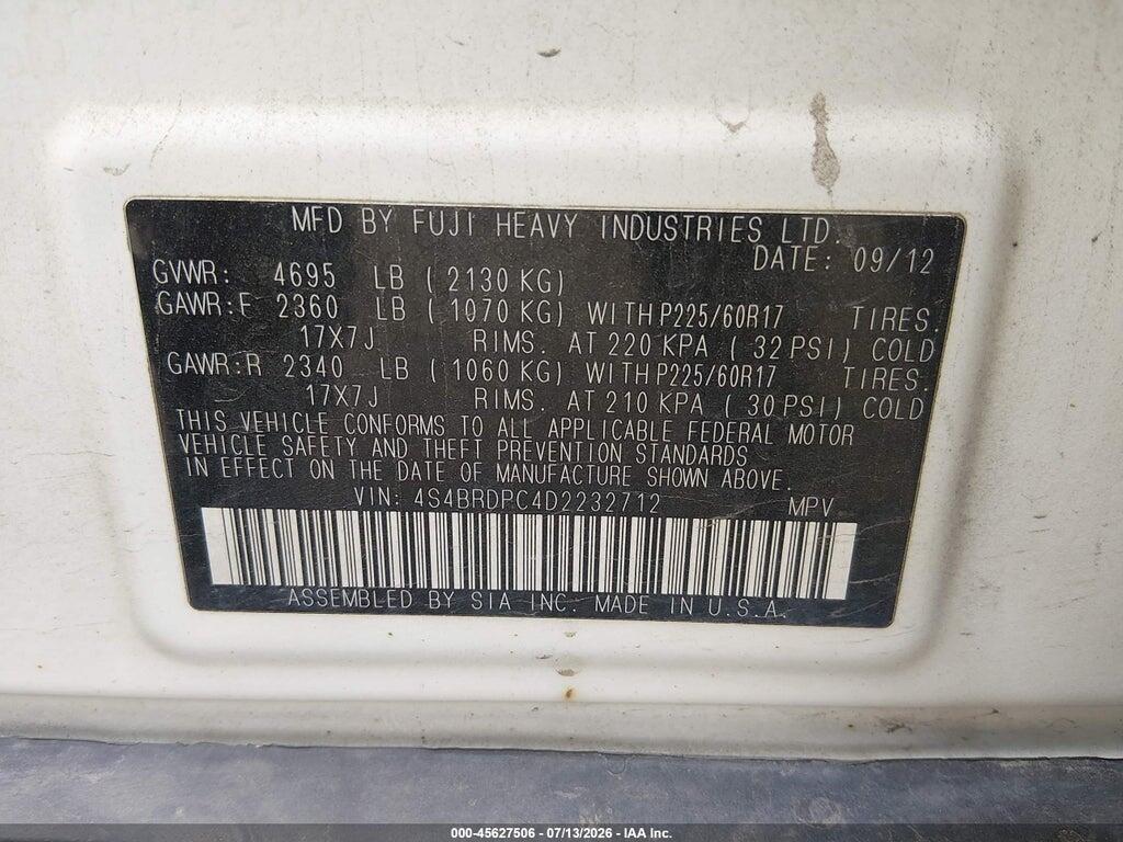 4S4BRDPC4D2232712 2013 SUBARU OUTBACK photo no. 9