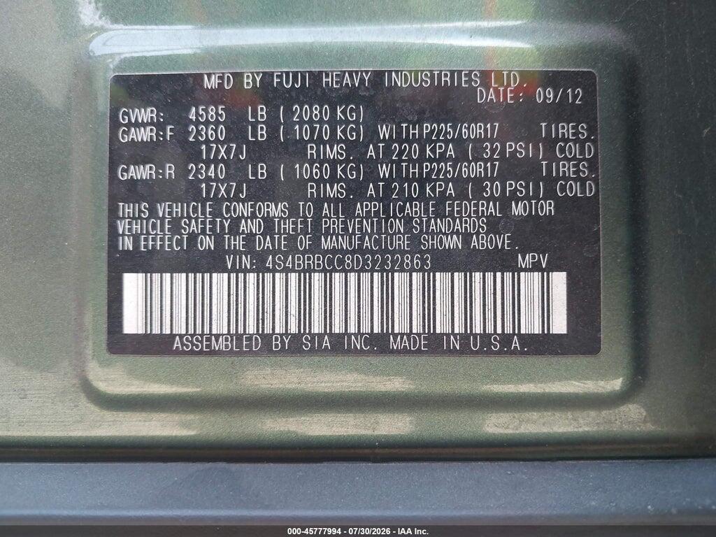 4S4BRBCC8D3232863 2013 SUBARU OUTBACK photo no. 9