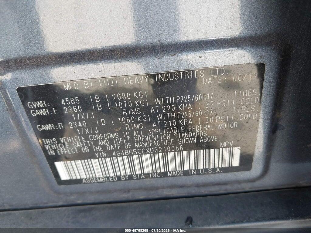 4S4BRBCCXD3210086 2013 SUBARU OUTBACK photo no. 9