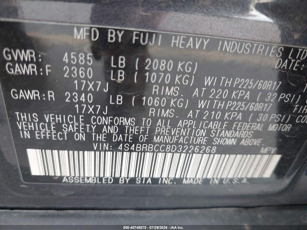 4S4BRBCC8D3226268 2013 SUBARU OUTBACK photo no. 9