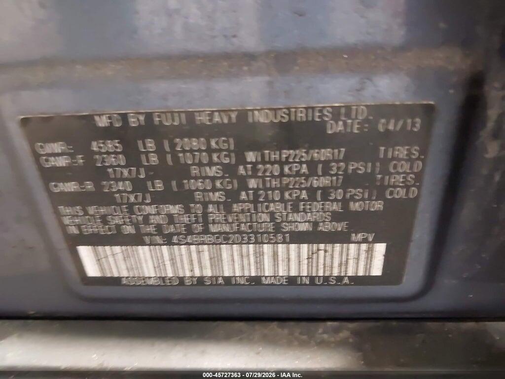 4S4BRBGC2D3310581 2013 SUBARU OUTBACK photo no. 9