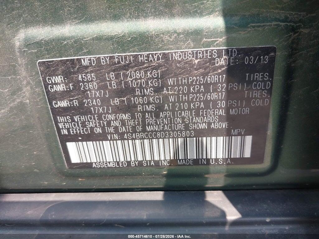4S4BRCCC8D3305803 2013 SUBARU OUTBACK photo no. 9